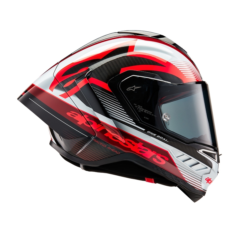 Alpinestars Supertech R-10 Team carbon κόκκινο και λευκό κράνος μοτοσικλέτας