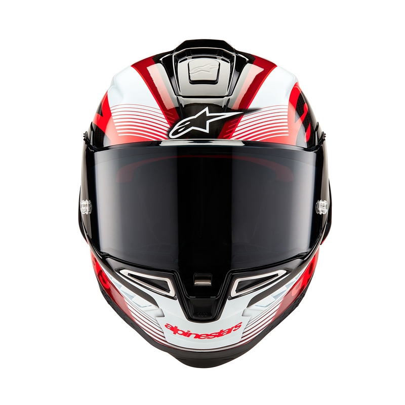 Alpinestars Supertech R-10 Team carbon κόκκινο και λευκό κράνος μοτοσικλέτας