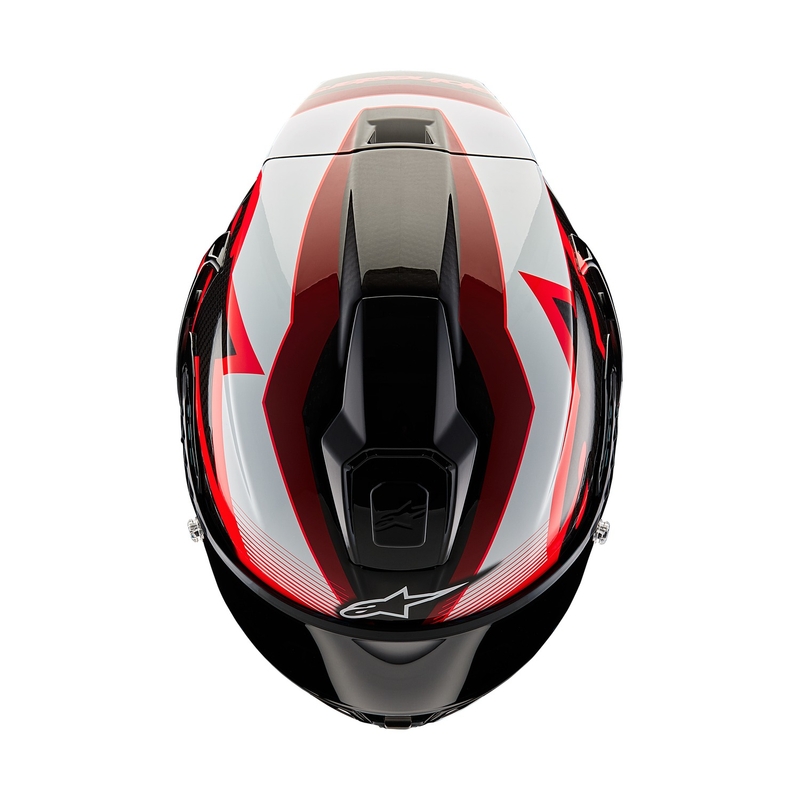 Alpinestars Supertech R-10 Team carbon κόκκινο και λευκό κράνος μοτοσικλέτας