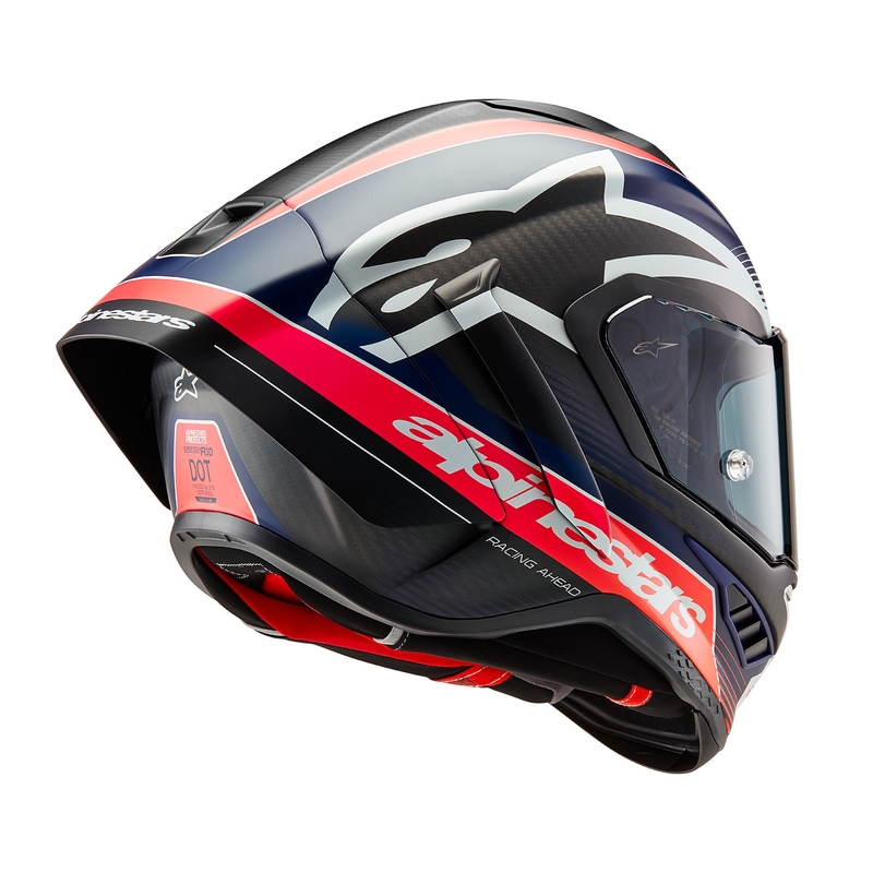 Κράνος μοτοσικλέτας full face Alpinestars Supertech R-10 Team carbon fluor κόκκινο-μπλε-λευκό ματ