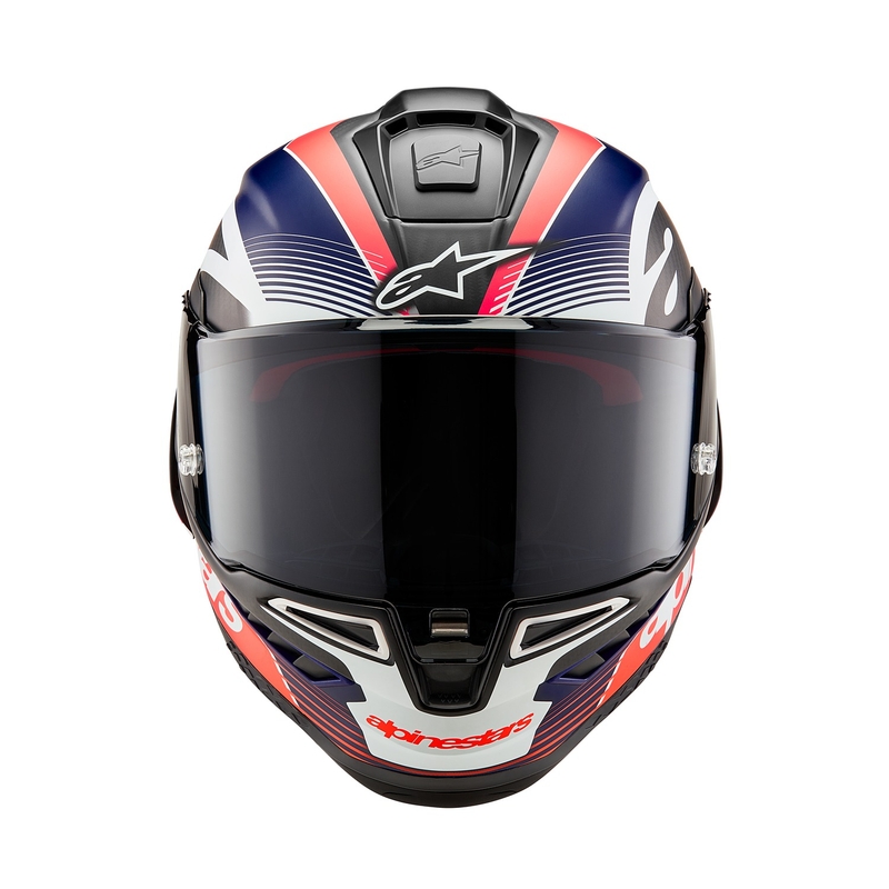 Κράνος μοτοσικλέτας full face Alpinestars Supertech R-10 Team carbon fluor κόκκινο-μπλε-λευκό ματ