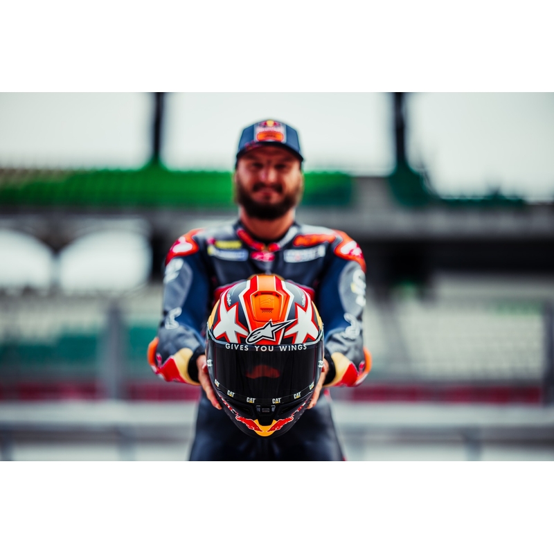 Κράνος μοτοσικλέτας full face Alpinestars Supertech R-10 Team carbon fluor κόκκινο-μπλε-λευκό ματ