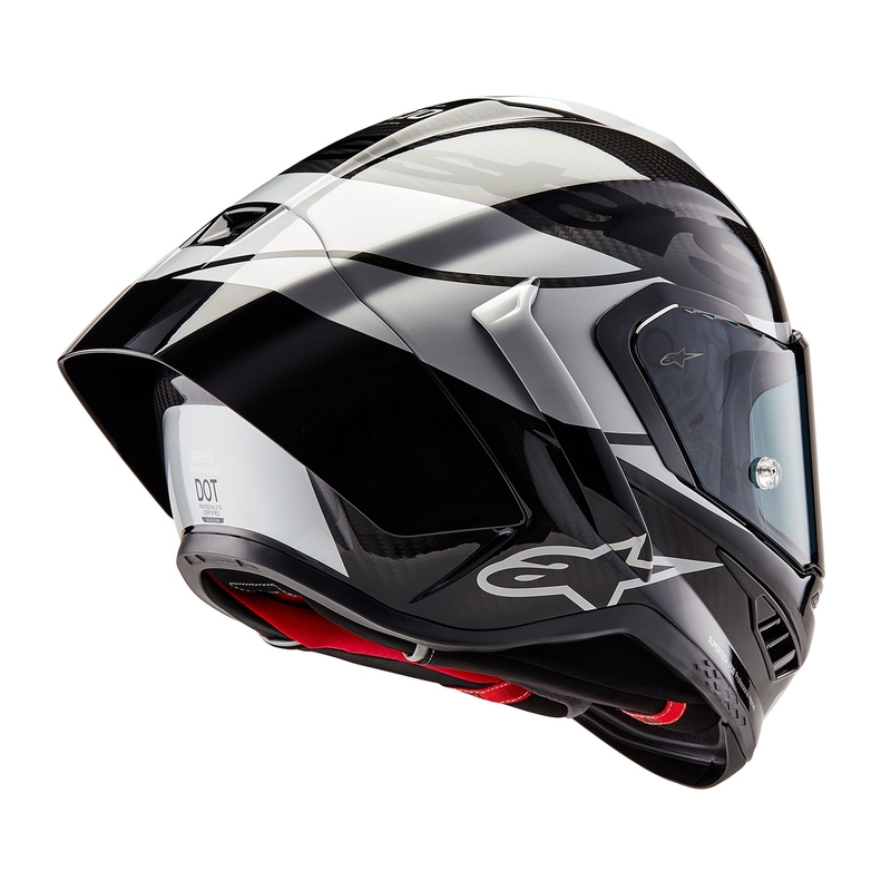 Κράνος μοτοσικλέτας Alpinestars Supertech R-10 Element από ανθρακονήματα, ασημί-μαύρο