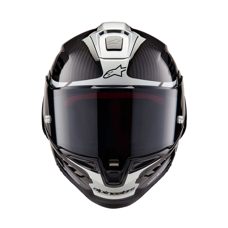 Κράνος μοτοσικλέτας Alpinestars Supertech R-10 Element από ανθρακονήματα, ασημί-μαύρο