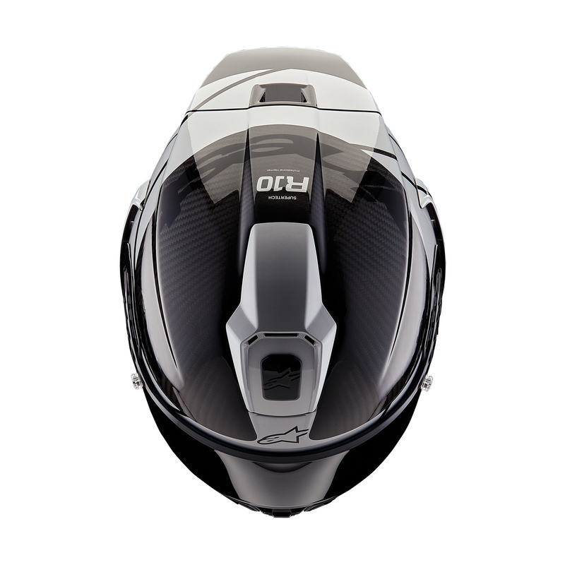 Κράνος μοτοσικλέτας Alpinestars Supertech R-10 Element από ανθρακονήματα, ασημί-μαύρο