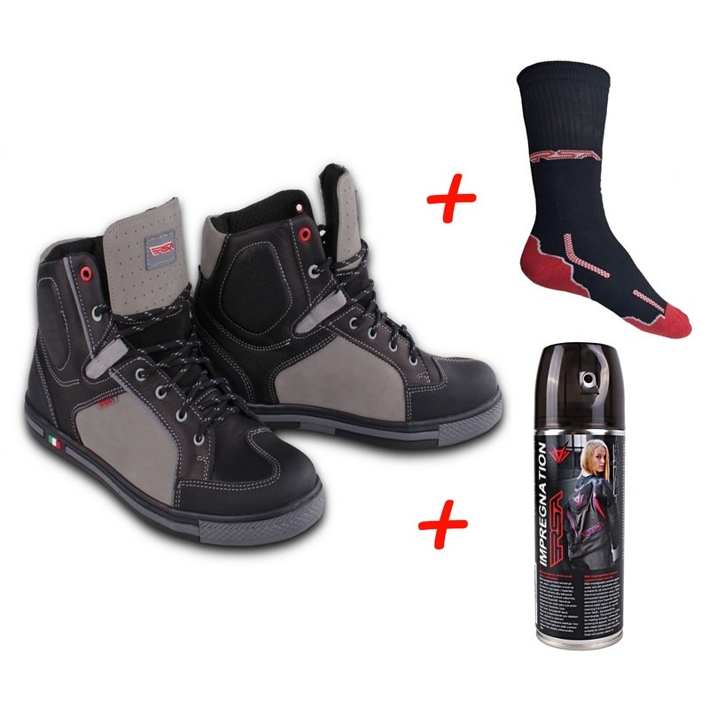 ΣΕΤ: Μπότες μοτοσικλέτας RSA TRA + Εμποτισμός + λειτουργικές κάλτσες RSA Classic