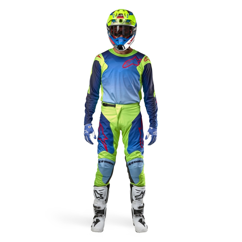 Alpinestars Racer Hoen motocross jersey fluo κίτρινο-μπλε-κόκκινο