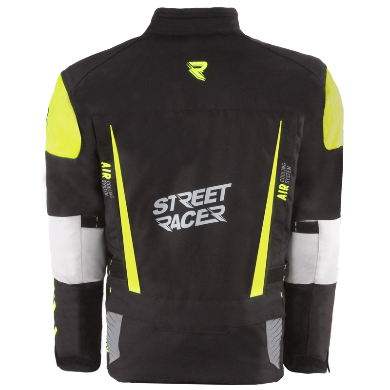 Μπουφάν Μοτοσικλέτας Street Racer για Όλες τις Εποχές, Μαύρο-Φθορίζον Κίτρινο