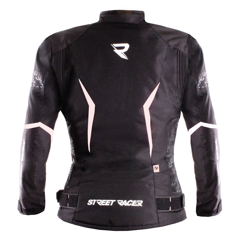 Γυναικείο μπουφάν μοτοσικλέτας Street Racer Rose Μαύρο και Λευκό