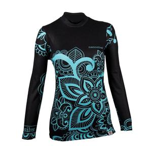 Γυναικείο θερμικό T-shirt nanosilver® Flower τυρκουάζ - μακρύ μανίκι