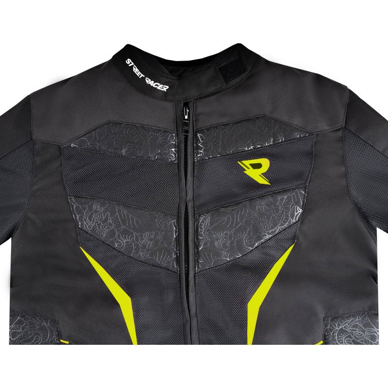 Γυναικείο μπουφάν μοτοσικλέτας Street Racer Rose Air μαύρο-fluo κίτρινο