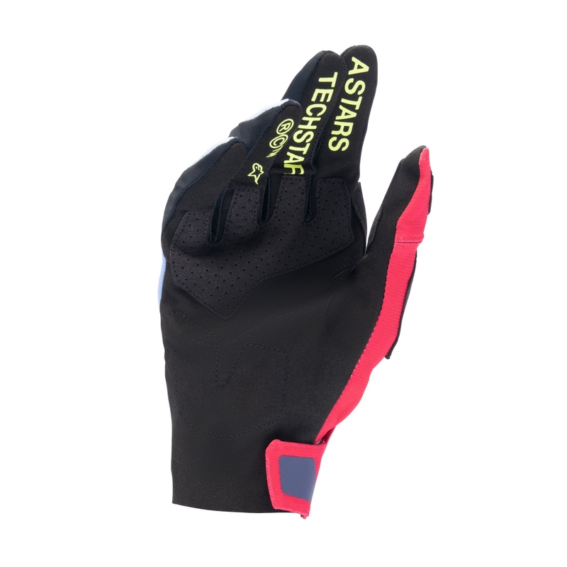 Γάντια μοτοκρός Alpinestars Techstar ανοιχτό μπλε-κόκκινο-κίτρινο φλουο-μαύρο