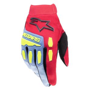 Γάντια μοτοκρός Alpinestars Full Bore ανοιχτό μπλε-κόκκινο-κίτρινο φλουο-μαύρο
