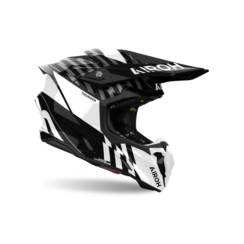 Κράνος Motocross Airoh Twist 3 Thunder γυαλιστερό μαύρο και λευκό