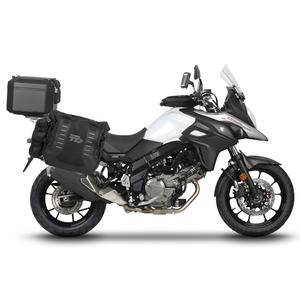 Complete set of SHAD TERRA TR40 adventure saddlebags and SHAD TERRA BLACK aluminium 55L topcase, including mounting kit SHAD SUZUKI DL 650 V-Strom