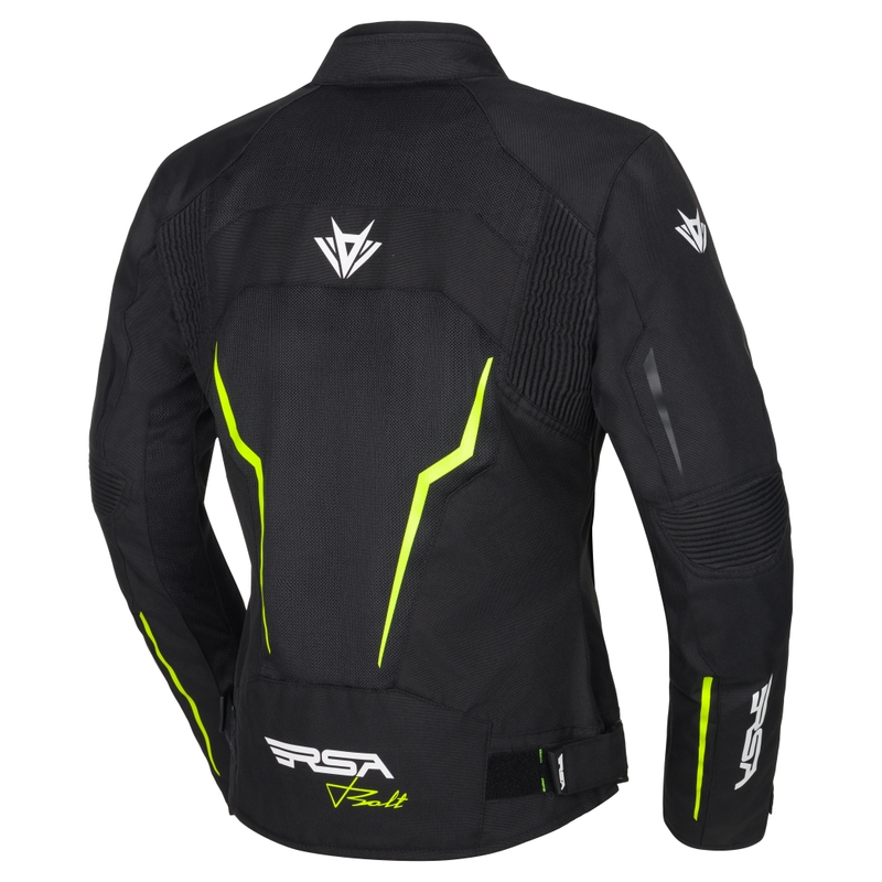 Γυναικείο μπουφάν μοτοσικλέτας RSA Bolt Black-White-Fluo Yellow