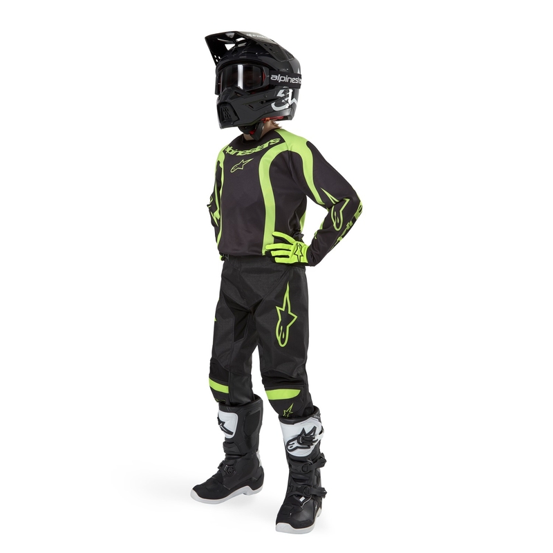 Alpinestars Racer Lurv Kids Motocross Jersey Black-Fluo Yellow