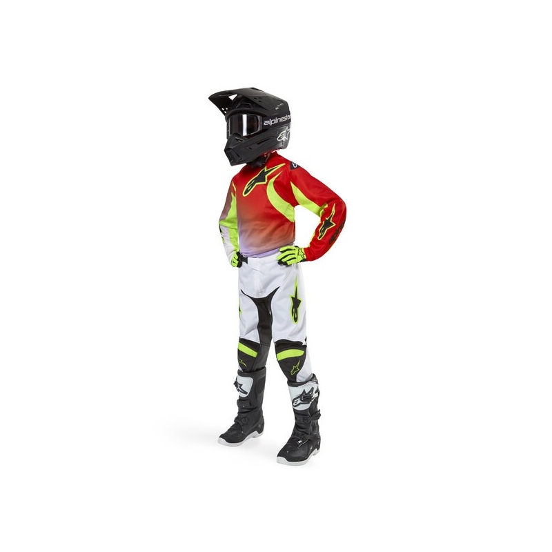 Alpinestars Racer Lucent Kids Motocross Παντελόνι Λευκό-Μαύρο-Κίτρινο Fluto