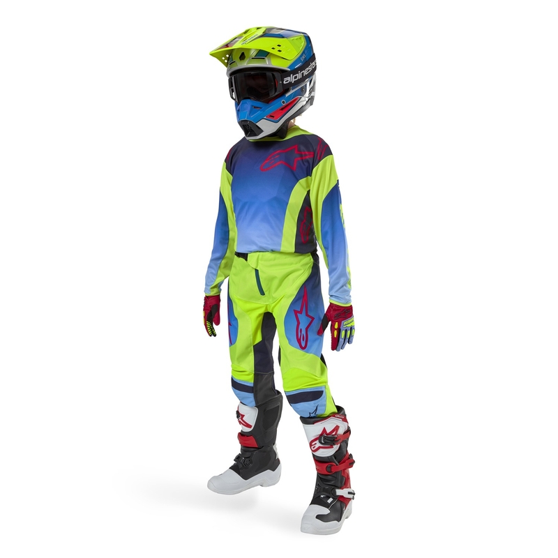 Παιδικό παντελόνι μοτοκρός Alpinestars Racer Hoen fluo κίτρινο-μπλε-κόκκινο