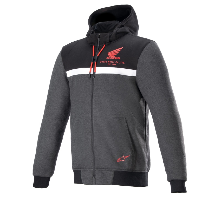 Φούτερ με κουκούλα Alpinestars Chrome Street Honda για μοτοσικλέτα, μαύρο-γκρι-κόκκινο