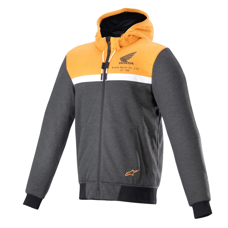 Alpinestars Chrome Street Hoodie Honda Μπουφάν μοτοσικλέτας 2024 μαύρο-γκρι-πορτοκαλί
