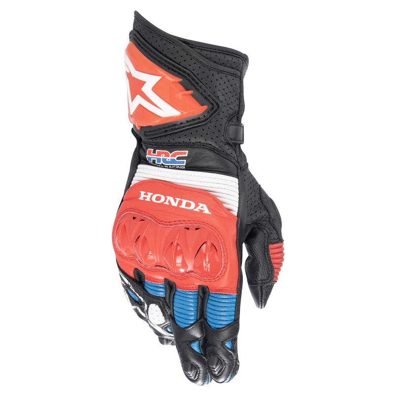 Γάντια μοτοσικλέτας Alpinestars GP PRO R 3 Honda μαύρο-κόκκινο φθορίου-μπλε-λευκό