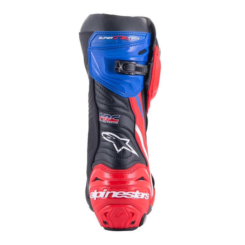 Μπότες μοτοσικλέτας Alpinestars Supertech R Honda μαύρο-κόκκινο φθορίου-μπλε-λευκό