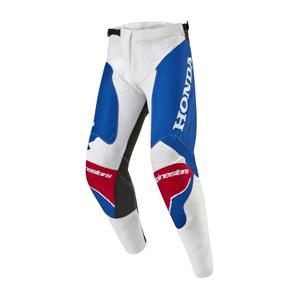 Παντελόνι μοτοκρός της συλλογής Alpinestars Racer Iconic Honda λευκό-μπλε-κόκκινο-μαύρο