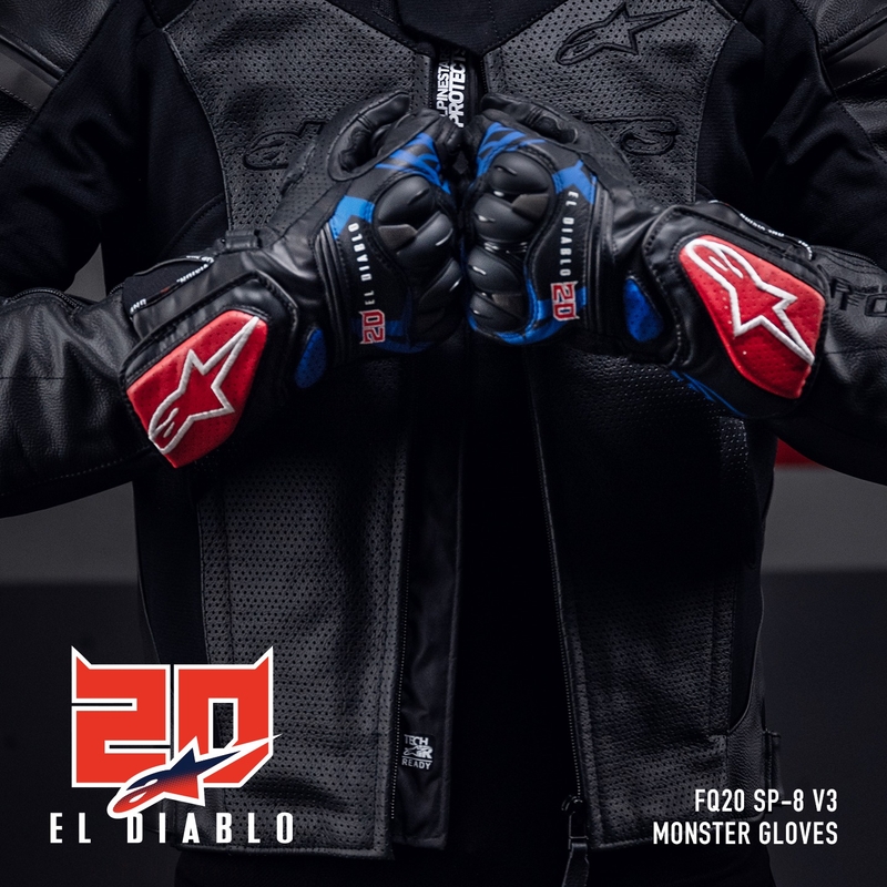 Alpinestars SP-8 3 Monster FQ20 Μαύρο-κόκκινο-μπλε-λευκό Γάντια μοτοσικλέτας