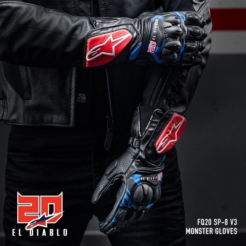Alpinestars SP-8 3 Monster FQ20 Μαύρο-κόκκινο-μπλε-λευκό Γάντια μοτοσικλέτας