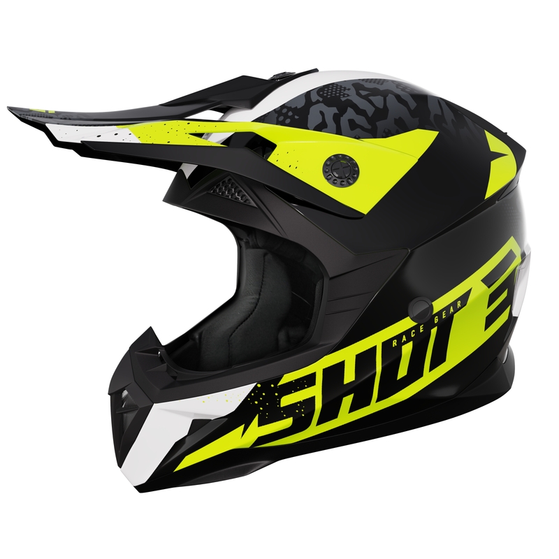 Παιδικό κράνος motocross Shot Pulse Airfit γυαλιστερό μαύρο-λευκό-κίτρινο φλούο προσφορά