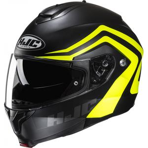 HJC C91N Nepos MC3HSF μαύρο-φλούο κίτρινο κράνος μοτοσικλέτας με αναδιπλούμενο καπέλο