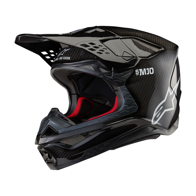 Alpinestars Supertech S-M10 Στερεό γυαλιστερό κράνος Motocross άνθρακα