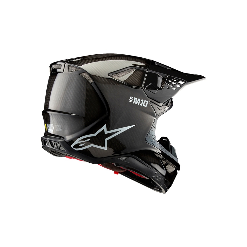 Alpinestars Supertech S-M10 Στερεό γυαλιστερό κράνος Motocross άνθρακα