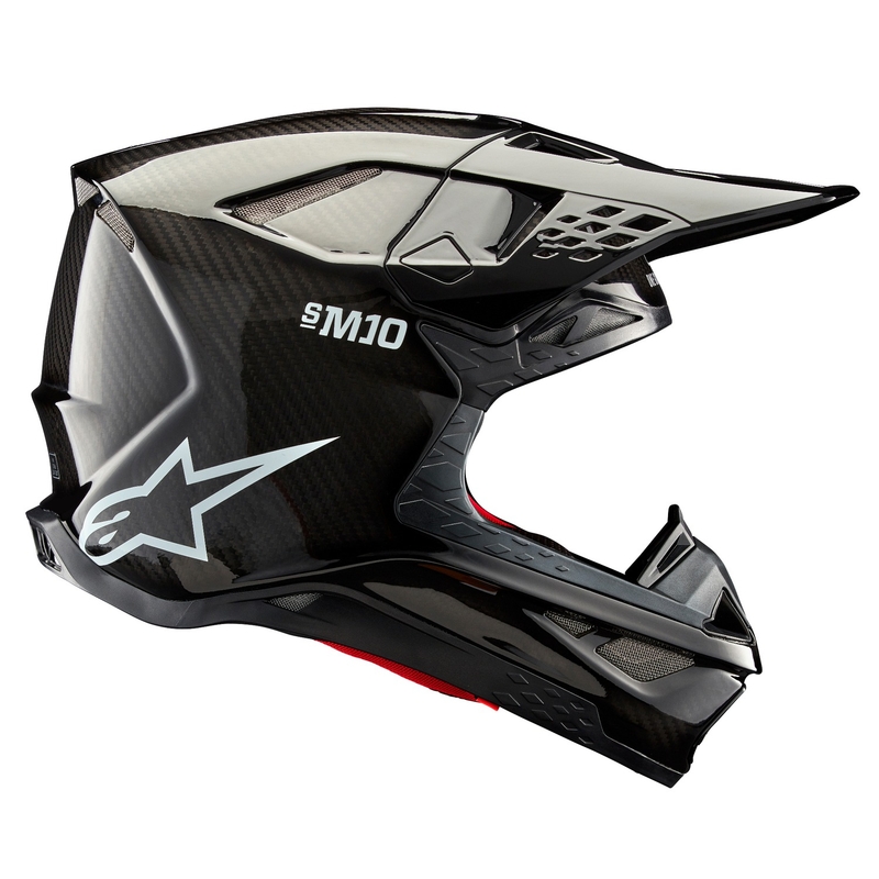 Alpinestars Supertech S-M10 Στερεό γυαλιστερό κράνος Motocross άνθρακα