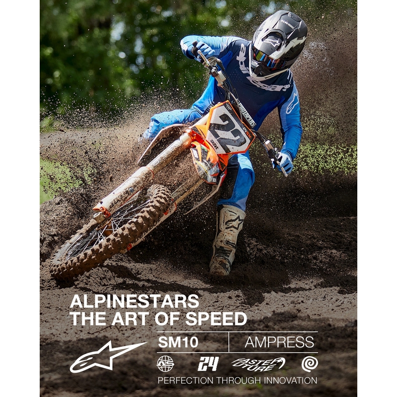 Alpinestars Supertech S-M10 Ampress Κράνος Motocross μαύρο και λευκό ματ