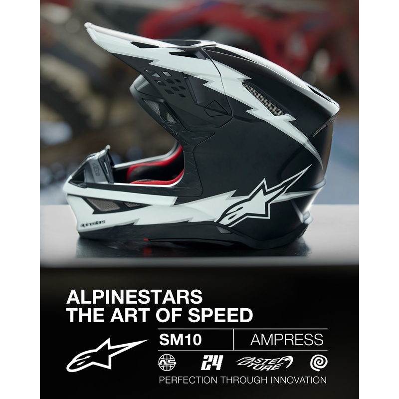 Alpinestars Supertech S-M10 Ampress Κράνος Motocross μαύρο και λευκό ματ