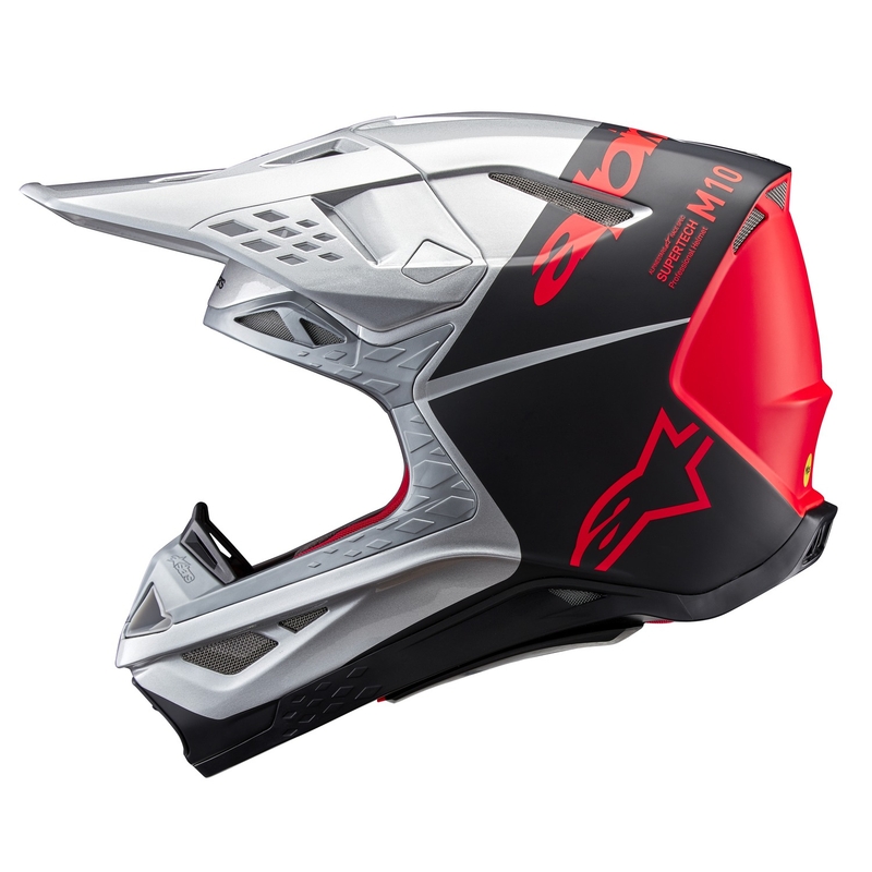 Alpinestars Supertech S-M10 Flood κράνος motocross ματ ασημί-μαύρο-πορτοκαλί φλούο