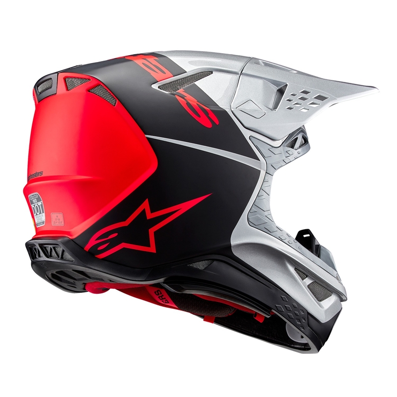 Alpinestars Supertech S-M10 Flood κράνος motocross ματ ασημί-μαύρο-πορτοκαλί φλούο