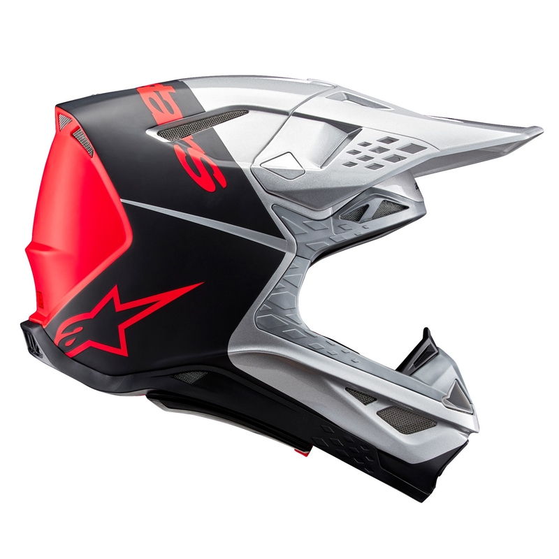 Alpinestars Supertech S-M10 Flood κράνος motocross ματ ασημί-μαύρο-πορτοκαλί φλούο