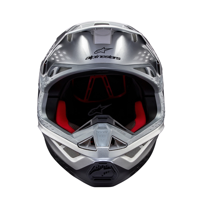 Alpinestars Supertech S-M10 Flood κράνος motocross ματ ασημί-μαύρο-πορτοκαλί φλούο