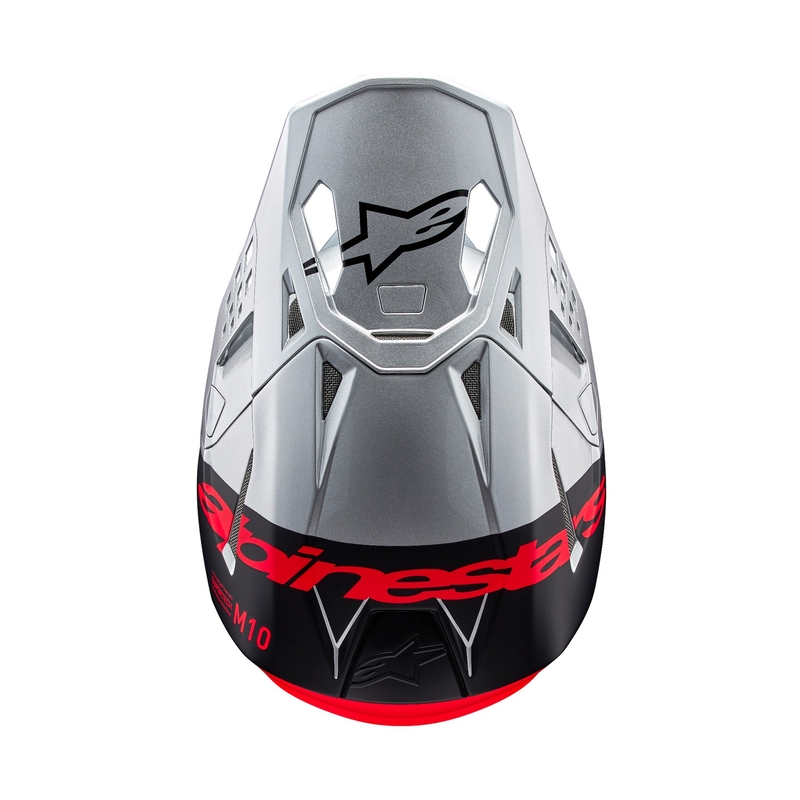 Alpinestars Supertech S-M10 Flood κράνος motocross ματ ασημί-μαύρο-πορτοκαλί φλούο