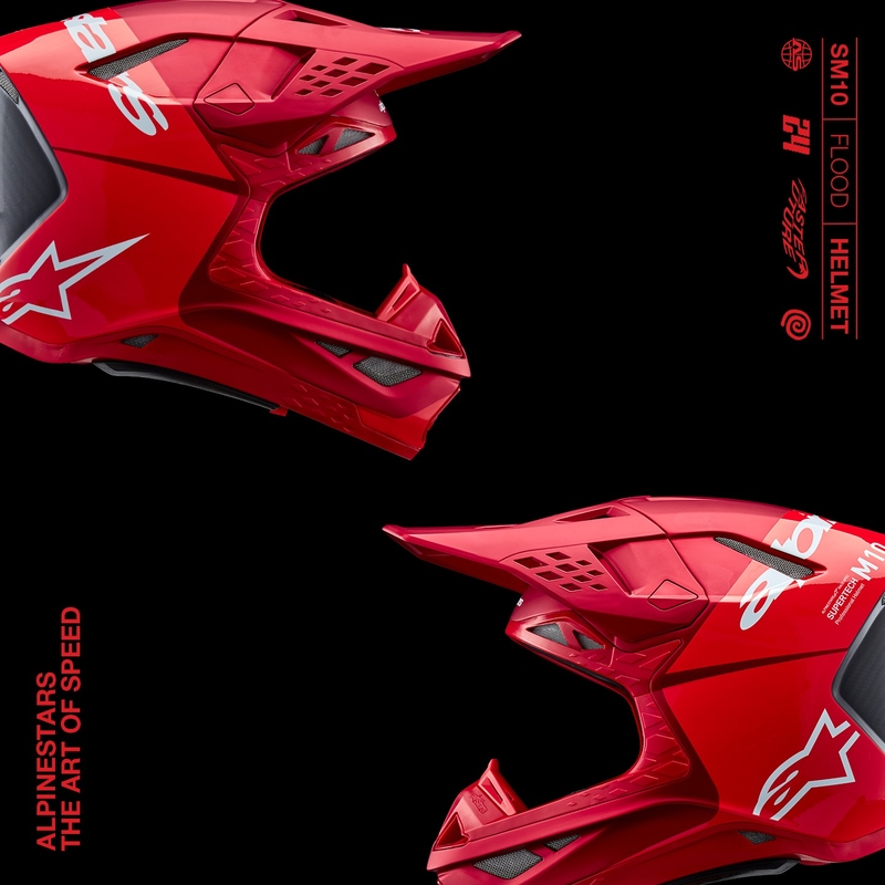 Alpinestars Supertech S-M10 Flood κράνος motocross ματ φλούο κόκκινο