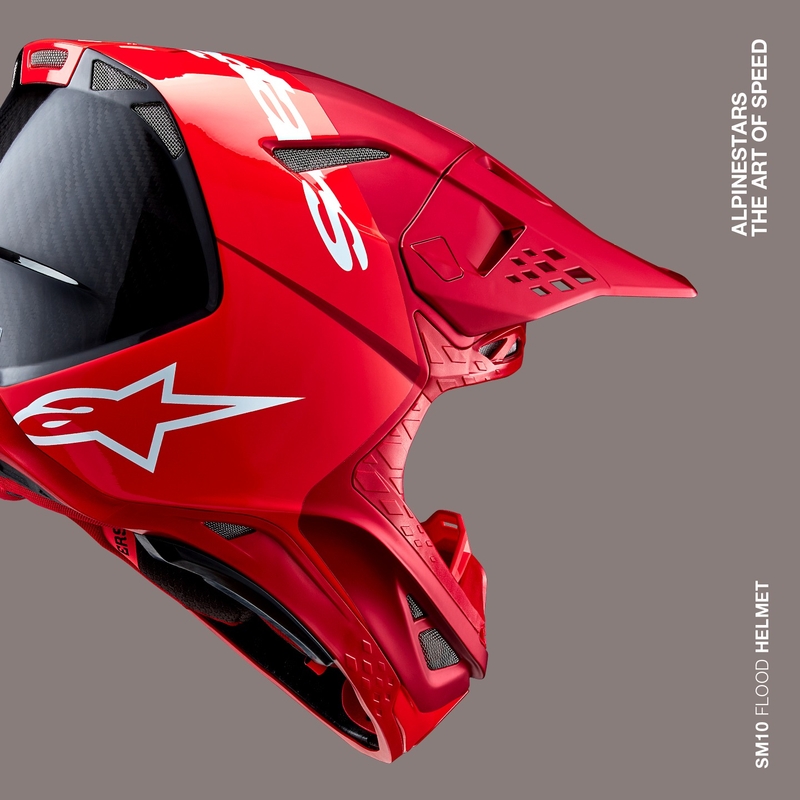 Alpinestars Supertech S-M10 Flood κράνος motocross ματ φλούο κόκκινο