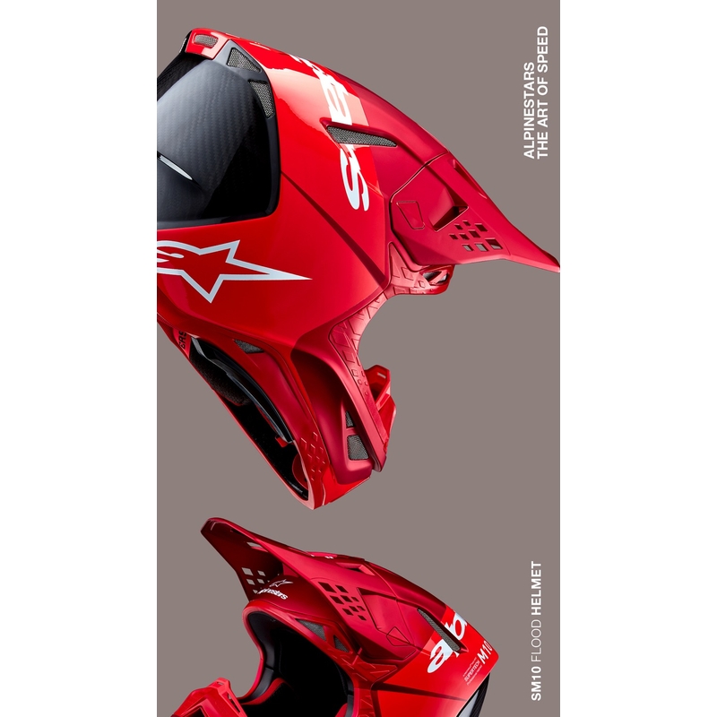 Alpinestars Supertech S-M10 Flood κράνος motocross ματ φλούο κόκκινο