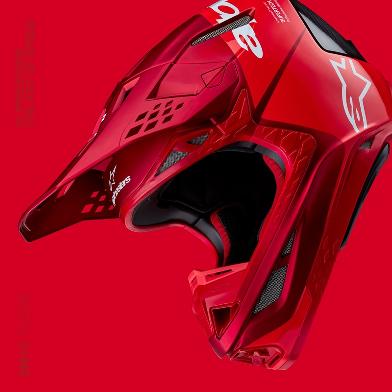 Alpinestars Supertech S-M10 Flood κράνος motocross ματ φλούο κόκκινο