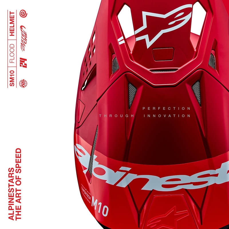 Alpinestars Supertech S-M10 Flood κράνος motocross ματ φλούο κόκκινο
