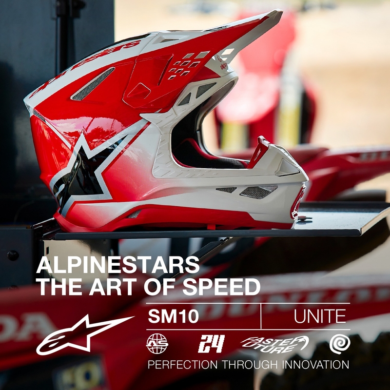 Alpinestars Supertech S-M10 Unite κράνος motocross κόκκινο και λευκό