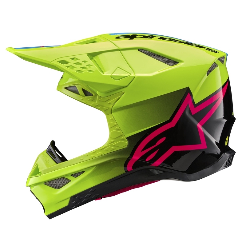 Alpinestars Supertech S-M10 Unite fluo κίτρινο-μαύρο-ροζ κράνος motocross