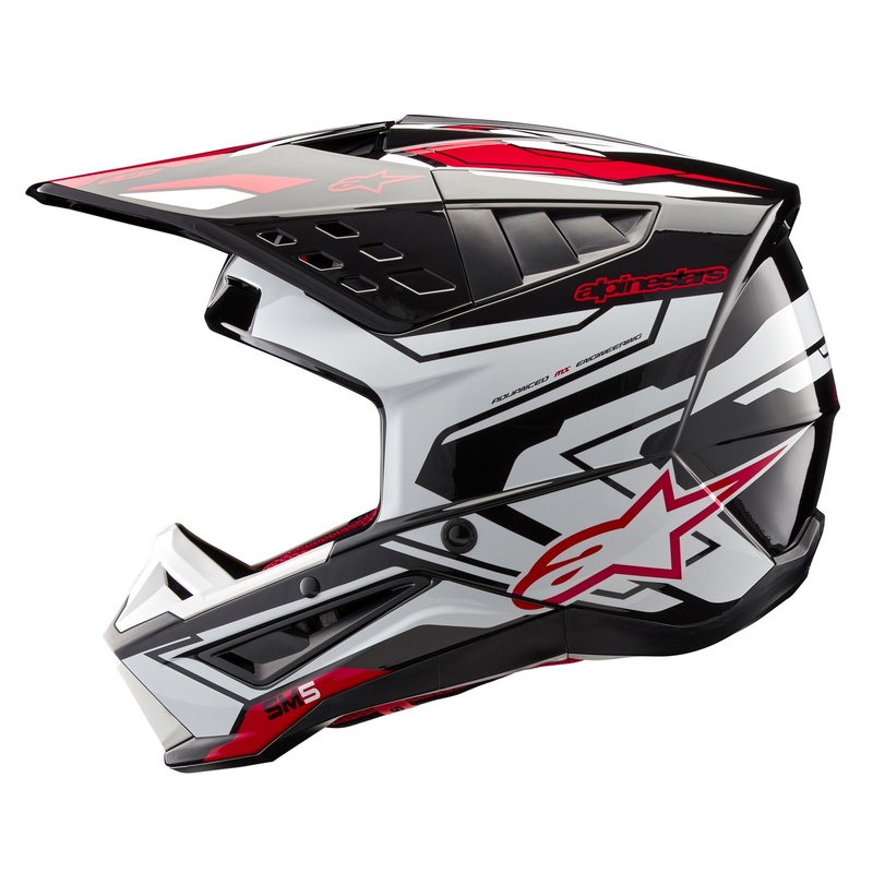 Κράνος Motocross Alpinestars S-M5 Action 2 Μαύρο-Άσπρο-Φλούο Κόκκινο